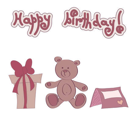 Teddy bear with giftのイラスト素材