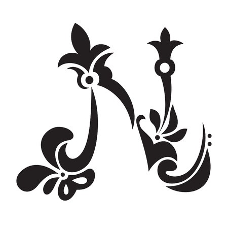 Victorian hand drawn letter Nのイラスト素材