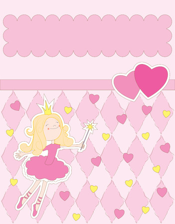  pink card with princessのイラスト素材