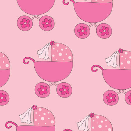Seamless pattern with pramのイラスト素材