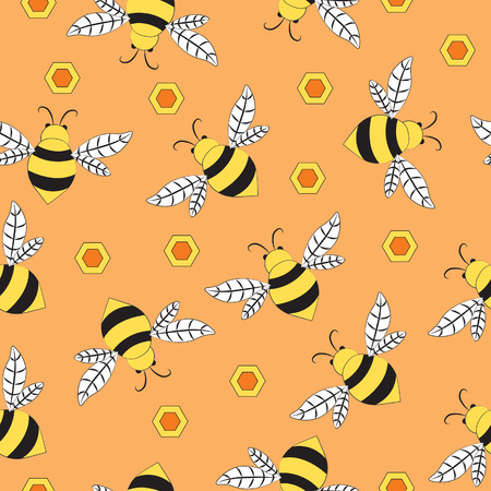Seamless background with beesのイラスト素材