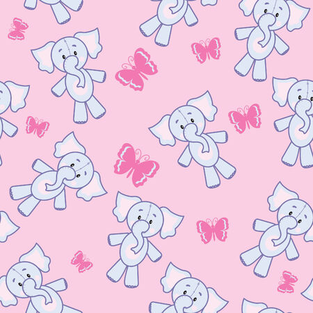 Seamless background with elephants and butterfliesのイラスト素材