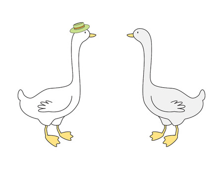 Vector illustration of two goosesのイラスト素材