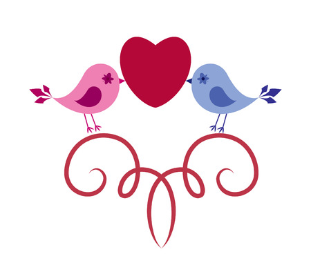 Birds in love.  illustrationのイラスト素材