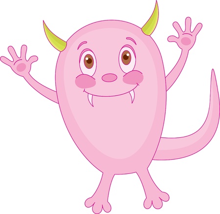 Cute little pink monsterのイラスト素材