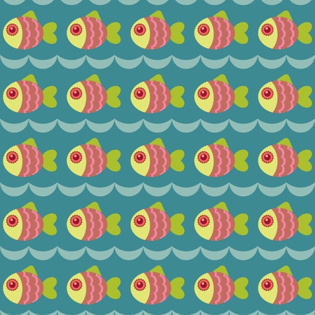 Seamless wallpaper with fishesのイラスト素材