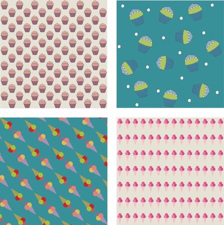 Retro seamless wallpaper with muffinsのイラスト素材