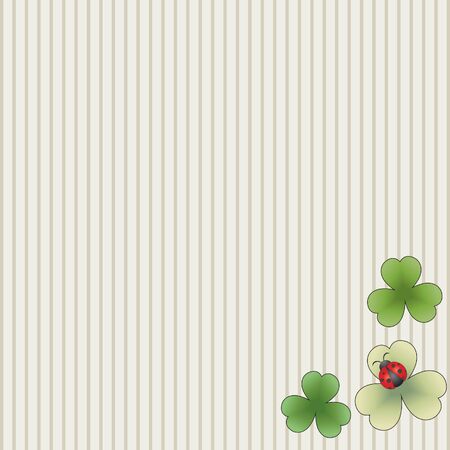 Striped background with leaves and ladybugのイラスト素材