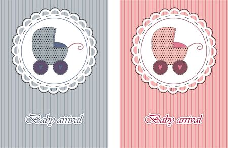 Baby arrival cards. Boy and girlのイラスト素材