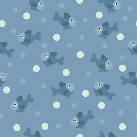 Seamless wallpaper with fishes and bubblesのイラスト素材