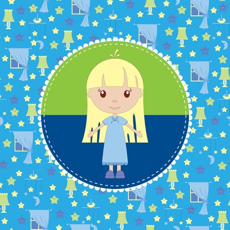 Child's card with little girlのイラスト素材