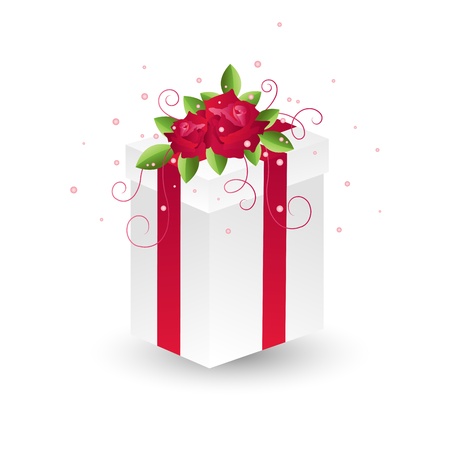 Elegant giftbox with rosesのイラスト素材