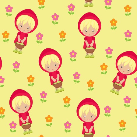 Seamless childish wallpaper with Red Hoodのイラスト素材