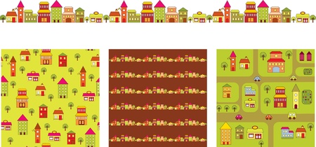 Cartoon buildings bannersのイラスト素材