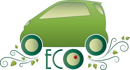 Eco car  Green floral iconのイラスト素材