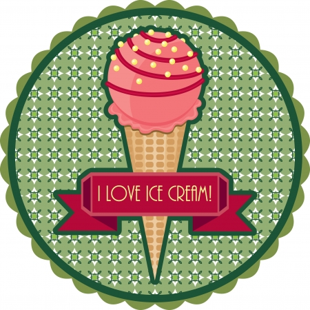 Retro emblem with ice creamのイラスト素材