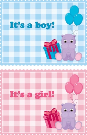 Baby arrival cards for boy and girlのイラスト素材