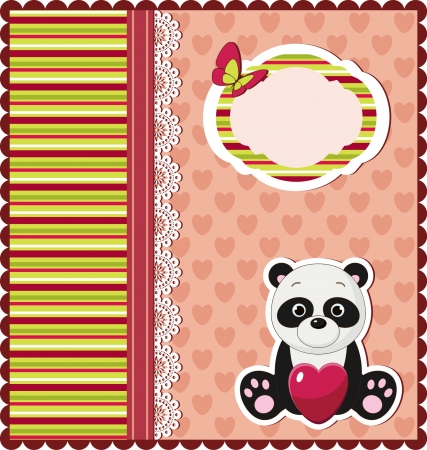 Nice bright card with pandaのイラスト素材