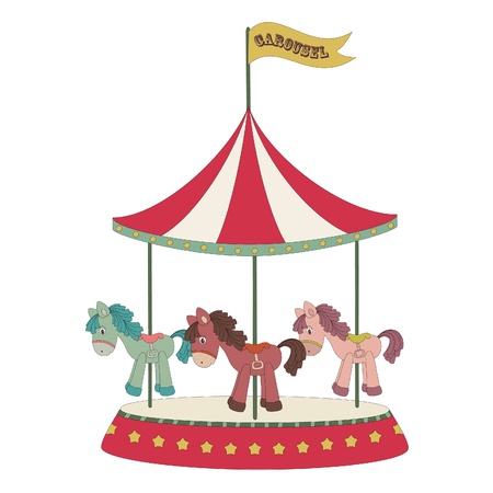Cartoon merry-go-roundのイラスト素材