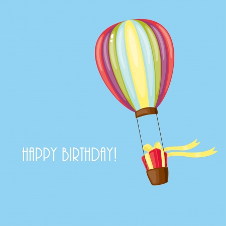 Birthday card with airshipのイラスト素材