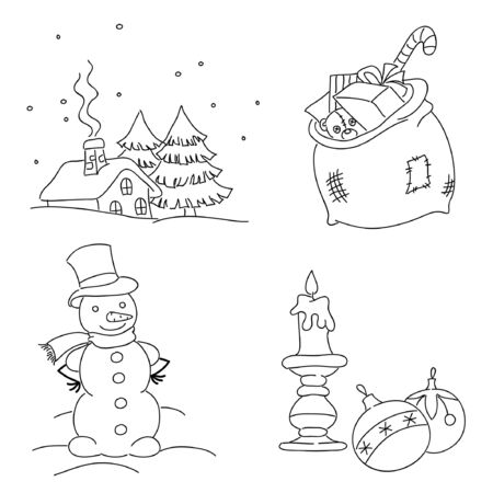 Vintage hand drawn digital stampsのイラスト素材