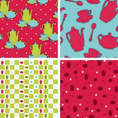 Seamless retro design wallpapers pattern. Tea timeのイラスト素材