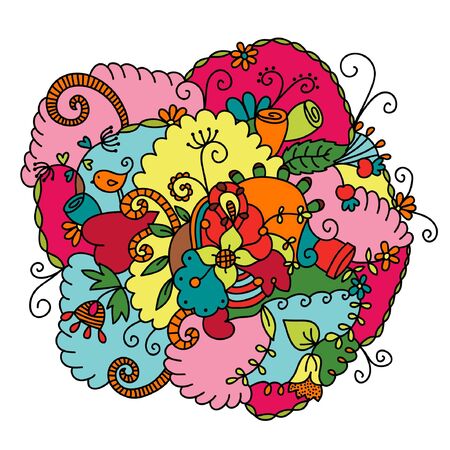 Floral hand drawn colorful abstractのイラスト素材