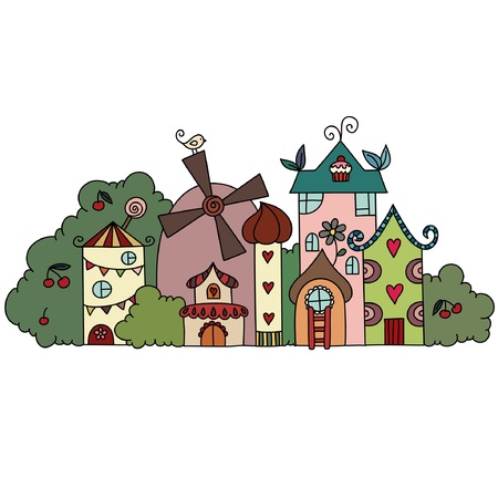 Fantasy fairy townのイラスト素材
