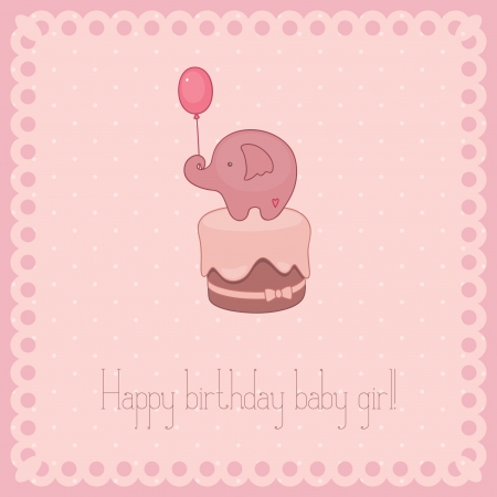 Baby girl pink birthday card design.のイラスト素材