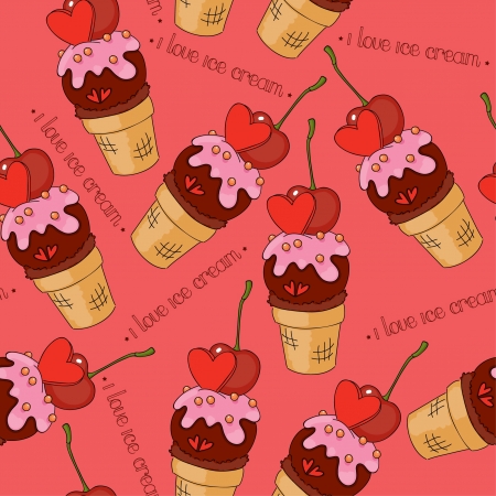 Seamless background with chocolate ice creamのイラスト素材