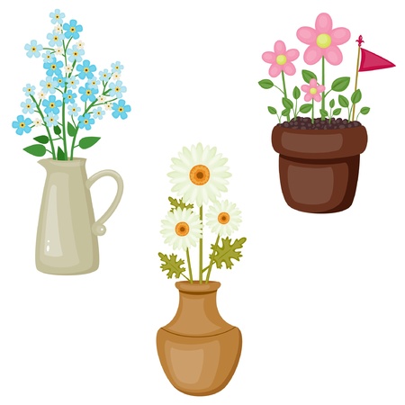 Bright colorful flowers iconsのイラスト素材