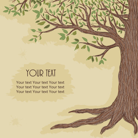 Hand drawn tree with space for textのイラスト素材