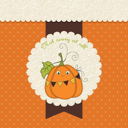 Halloween greeting card with adorable smiling pumpkinのイラスト素材