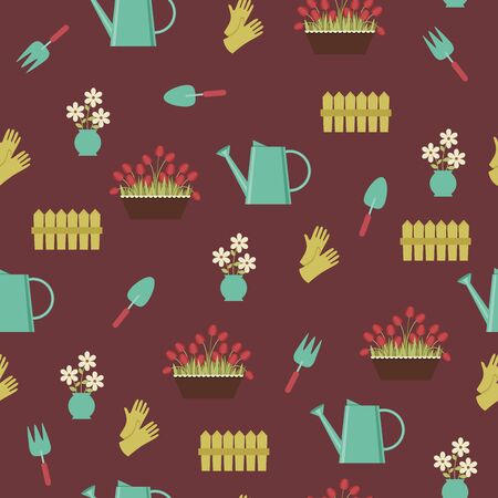 Garden life seamless patternのイラスト素材