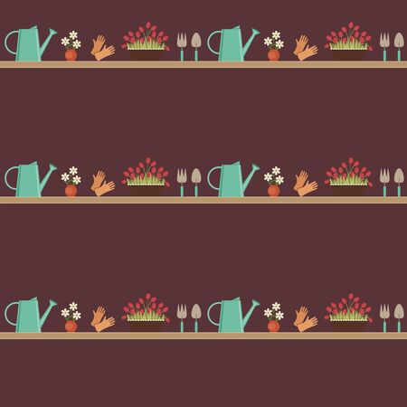 Garden life seamless patternのイラスト素材