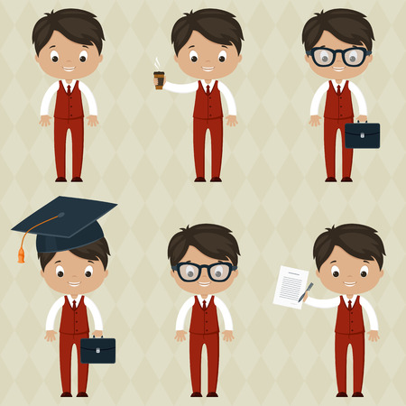 Office boys. Six different iconsのイラスト素材