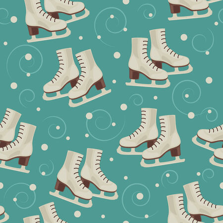 Vintage blue winter wallpaper with skatesのイラスト素材