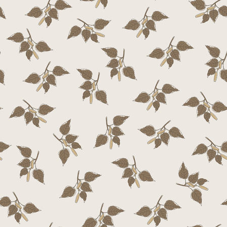 Birch catkins vintage seamlessのイラスト素材
