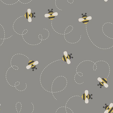 Bees/bumble bees seamless pattern. Vector wallpaperのイラスト素材