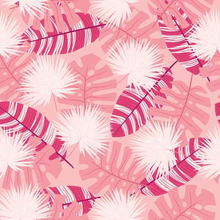 Seamless pattern with tropical leaves. Vector endless wallpaperのイラスト素材