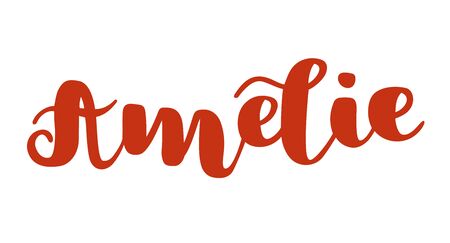 German spelling of the female name Amelie. German lettering. Deutsch spelling. Calligraphy female name, isolated over white.のイラスト素材