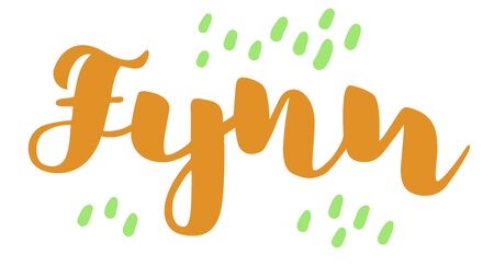 German spelling of the male name Fynn. German lettering. Deutsch spelling. Calligraphy male name, isolated over white.のイラスト素材