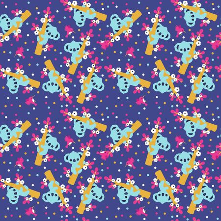 Koala on a tree seamless patternのイラスト素材
