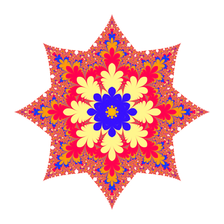 Christmas Star  Colorful fractal eight-pointed star on white background の写真素材