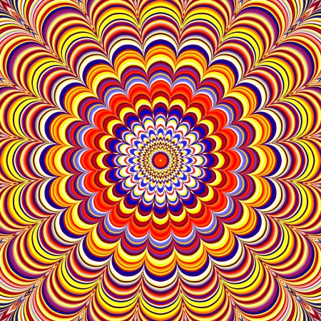 Colorful Optical Illusion  Centered fractal with the effect of optical illusion の写真素材