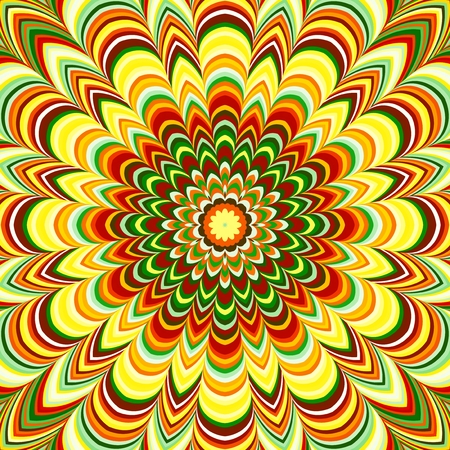 Vivid fractal floral mandala with multicolored stripes.の写真素材