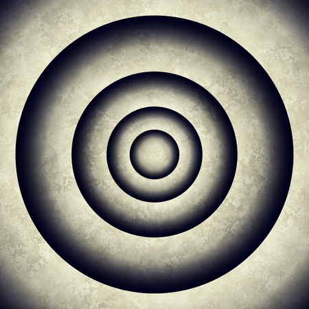 Computer generated three-dimensional concentric rings with patina texture looks like a tunnel, square abstract background.の写真素材