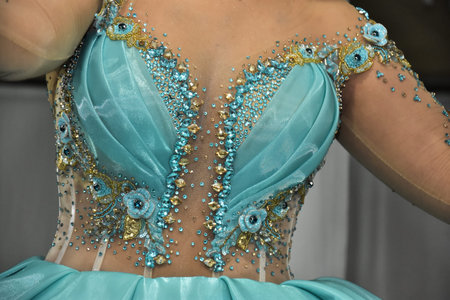 a bride in a turquoise wedding dress. High quality photo