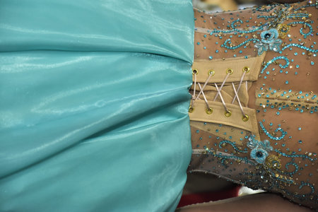 a bride in a turquoise wedding dress. High quality photoの写真素材