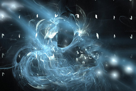 abstract background color trends 2022 , 3D illustration, rendering black multi colored lines fractal...